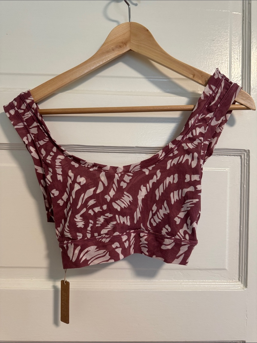 SKIMS Burgundy & White Abstract Crop Top